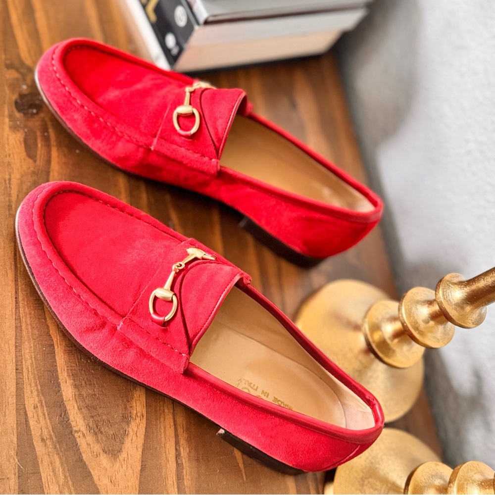 Gucci Red Leather Sole Loafers - Picture 11 of 11